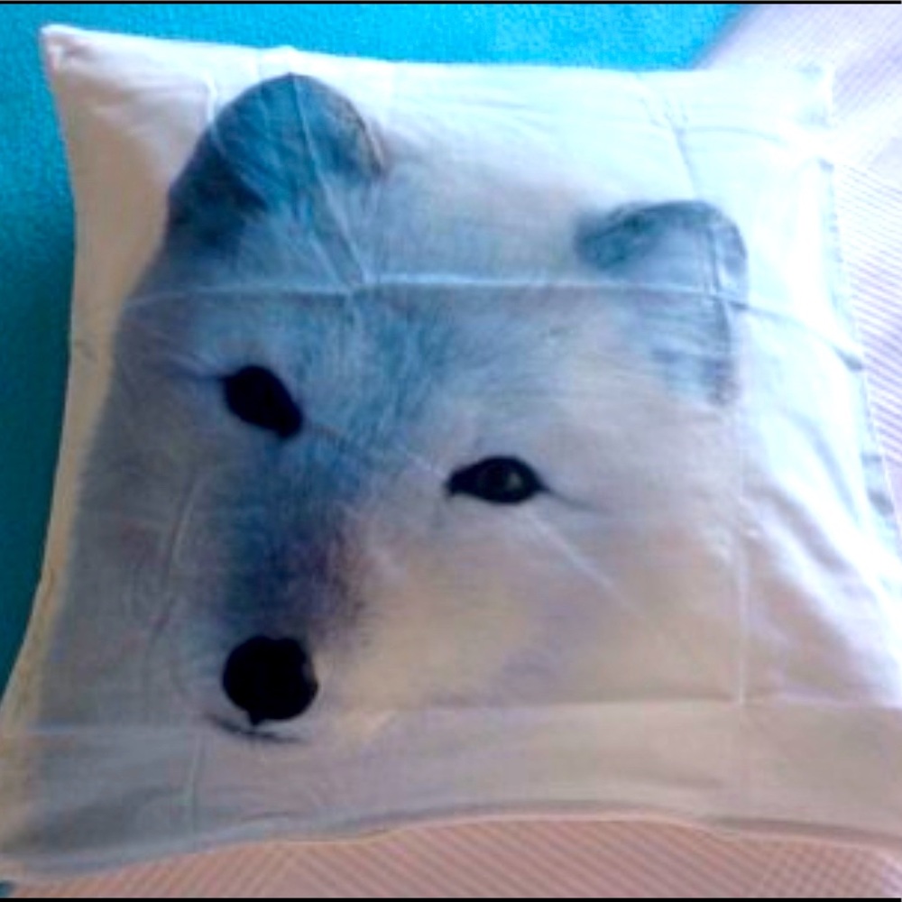 IKEA Blodlilja Cushion COVER Pillow Sham 20" x 20" ARCTIC FOX White Blue